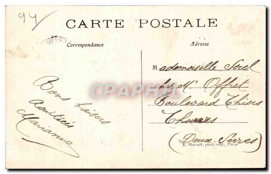 CPA Bois de Vincennes La maison forestiere — Rückseite