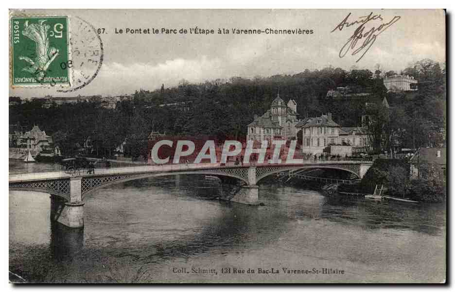 CPA Le pont et le parc de l'etape a la VArenne Chennevieres