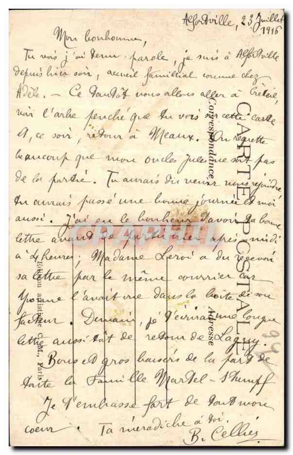 CPA Creteil Le bras du chapitre L'arbre penche — Rückseite