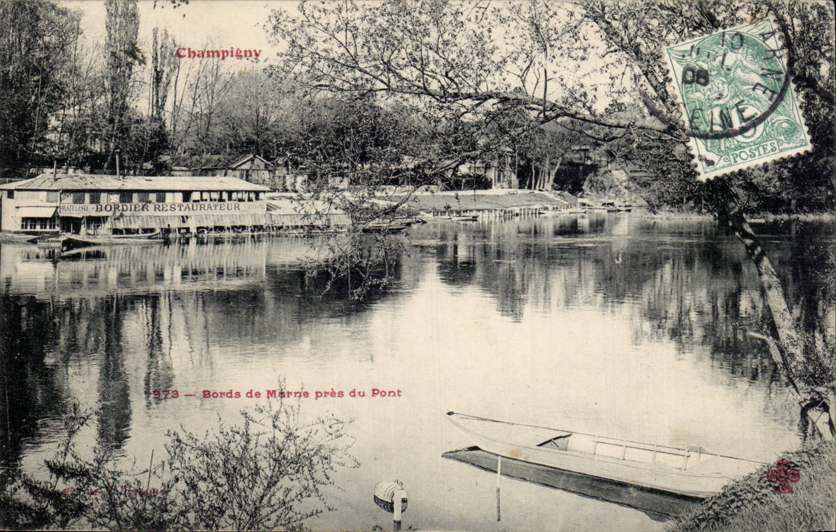 CPA Champigny Bords de Marne pres du pont Bordier Restaurateur
