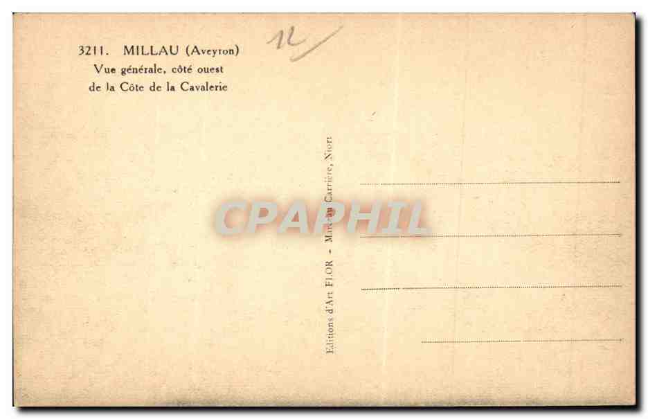 CPA Millau Vue generale Cote Ouest de la cote de la cavalerie — Rückseite