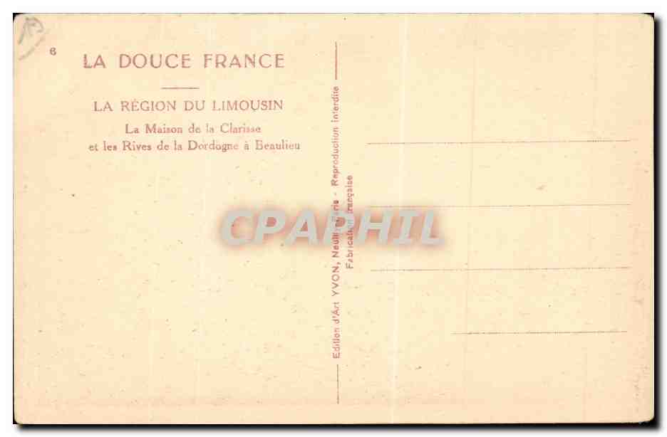 CPA Region du Limousin La maison de Clarisse et les rives de la Dordogne a Beaulieu — Rückseite
