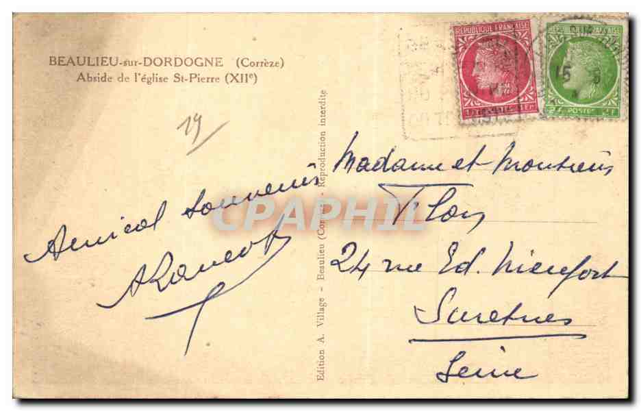 CPA Beaulieu sur Dordogne Abside de l'eglise St Pierre — Rückseite