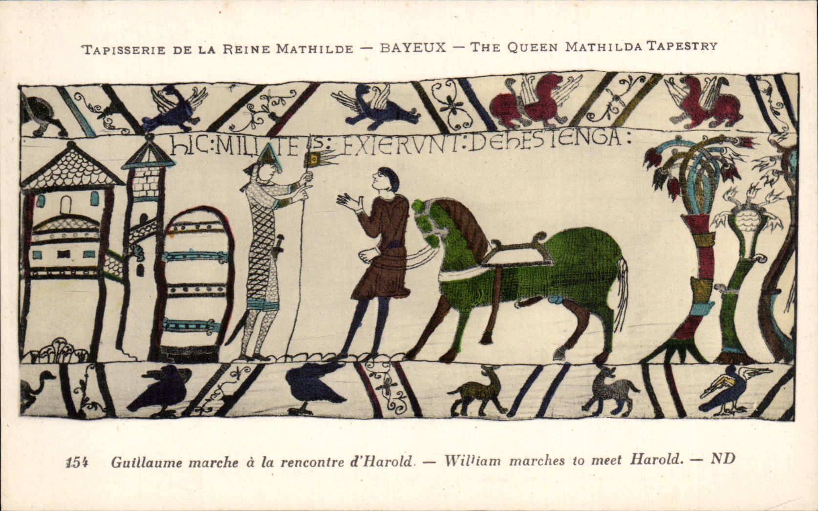Tapiz de la Reina Matilde — Bayeux — The Queen Mathilda Tapestry — escena 154: Guillermo camina hacia Harold