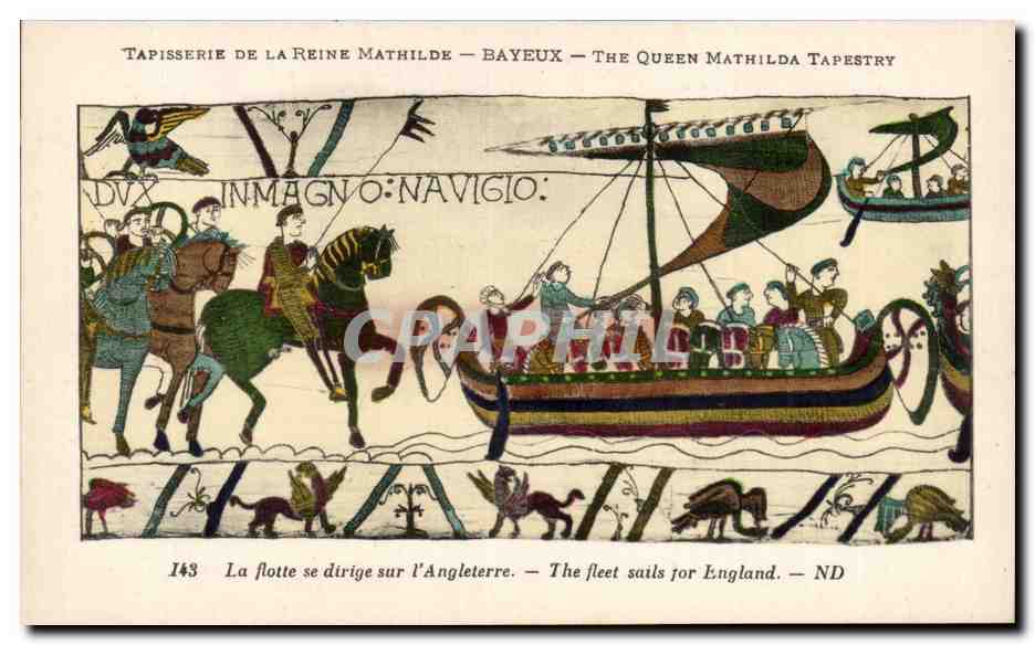 Tapisserie de la Reine Mathilde — Bayeux — The Queen Mathilda Tapestry — scène de la flotte en route pour l'Angleterre — n°143