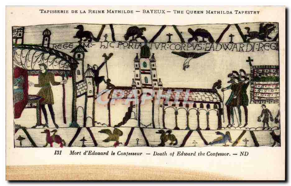 CPA Bayeux Tapisserie de la reine Mathilde Mort d'Edouard le confesseur