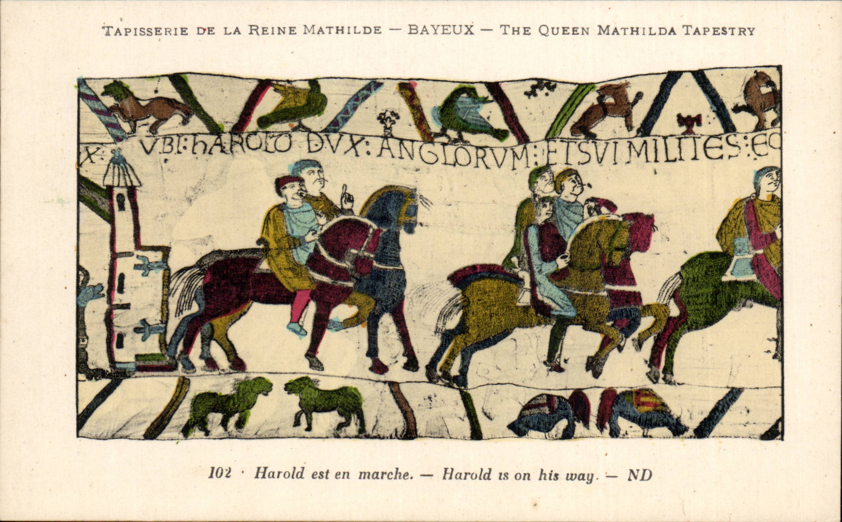 Tapisserie de la Reine Mathilde — Bayeux — The Queen Mathilda Tapestry — scène 102 : Harold en marche
