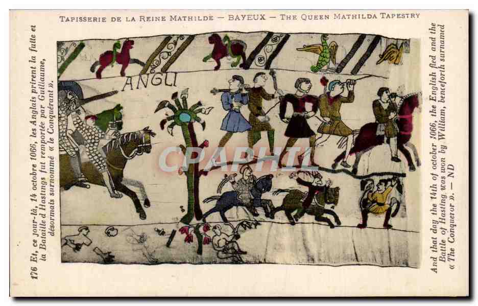 Tapisserie de la Reine Mathilde — Bayeux — The Queen Mathilda Tapestry — scène de la bataille d’Hastings 1066