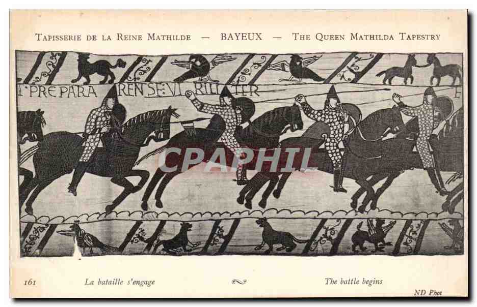 CPA Bayeux Tapisserie de Reine Mathilde La bataille s'engage