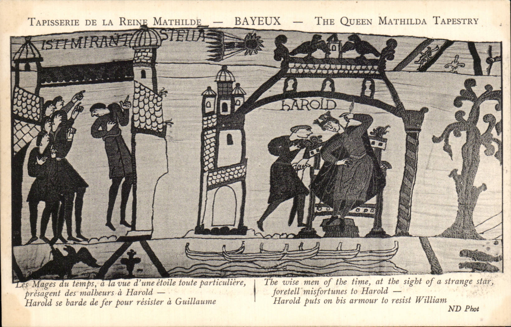 CPA Bayeux Tapisserie de Reine Mathilde Les mages du temps a la vue d'une toile particulier Comete de Halley