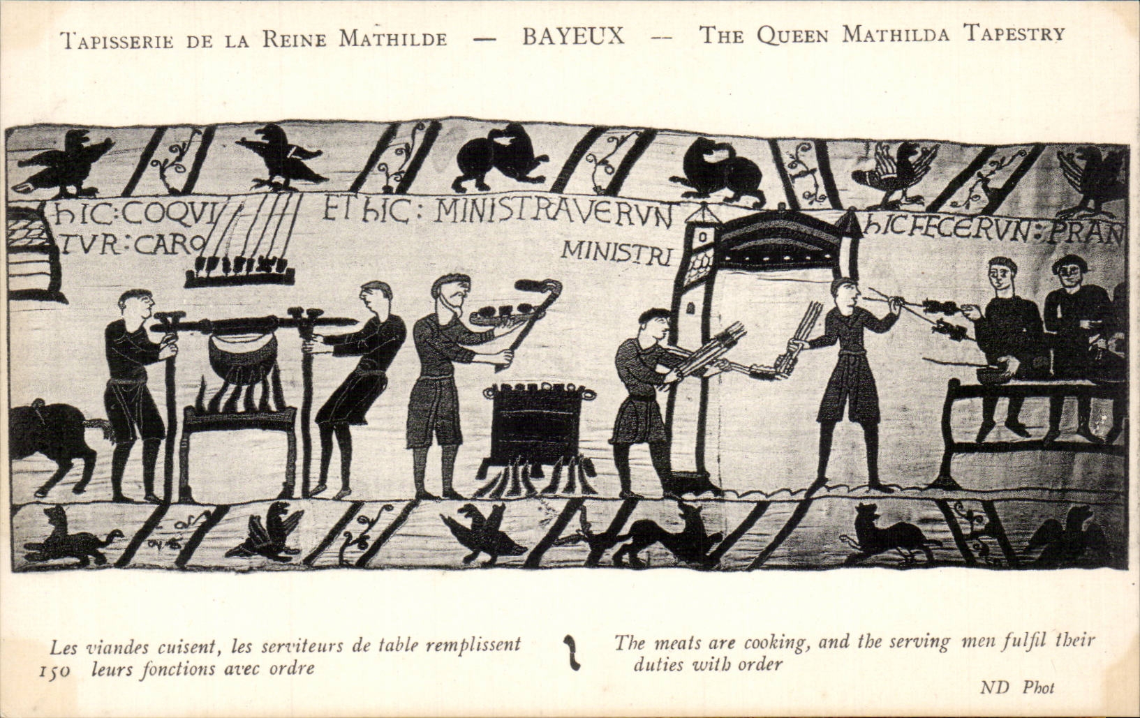 CPA Bayeux Tapisserie de la reine Mathilde Les viandes cuisent les serviteurs de table remplissent leurs fonctions avec 