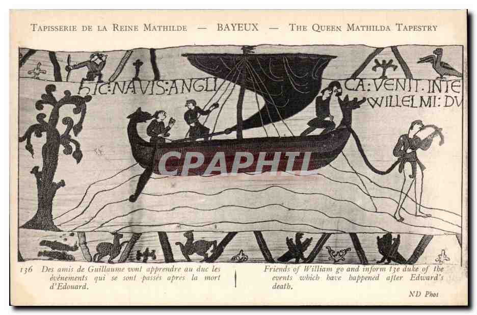 CPA Bayeux Tapisserie de la reine Mathilde Des amis de Guillaume vont apprendre au duc les evenements qui se sont passes apres 