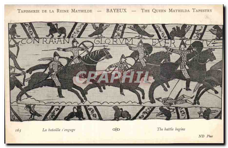 CPA Bayeux TApisserie de la Reine Mathilde la bataille s'engage