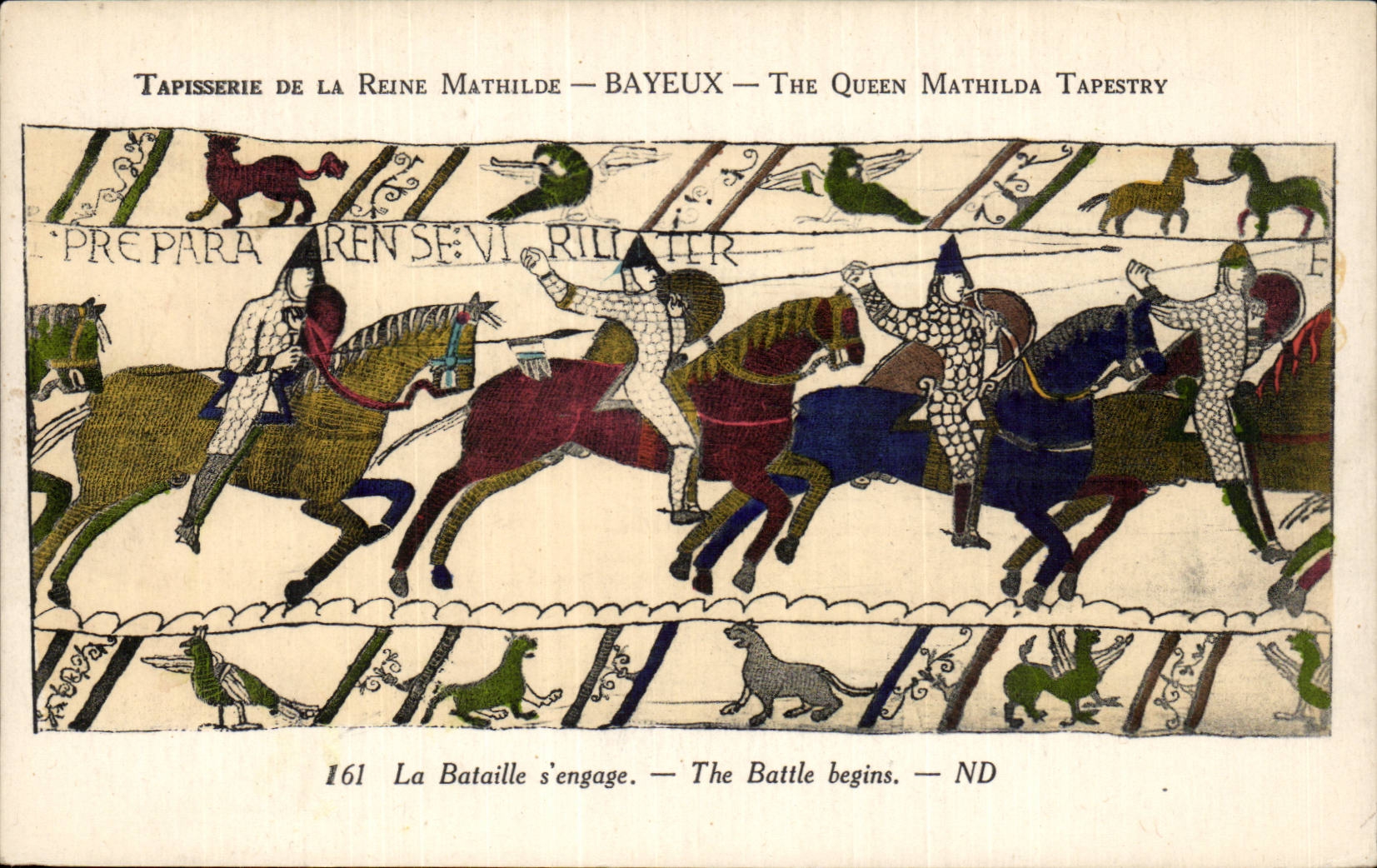 CPA Bayeux Tapisserie de la Reine Mathilde La bataille s'engage