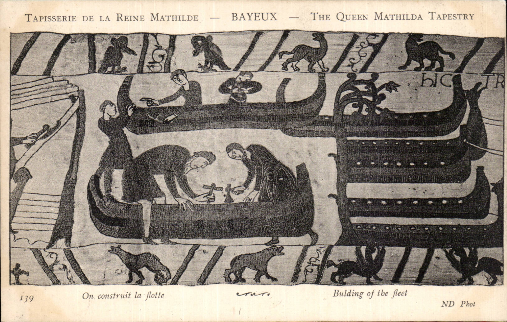 CPA Bayeux Tapisserie de la Reine Mathilde On construit la flotte