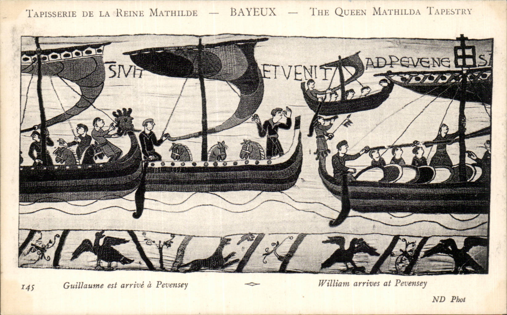 CPA Bayeux Tapisserie de la Reine Mathilde Guillaume est arrive a Pevensey