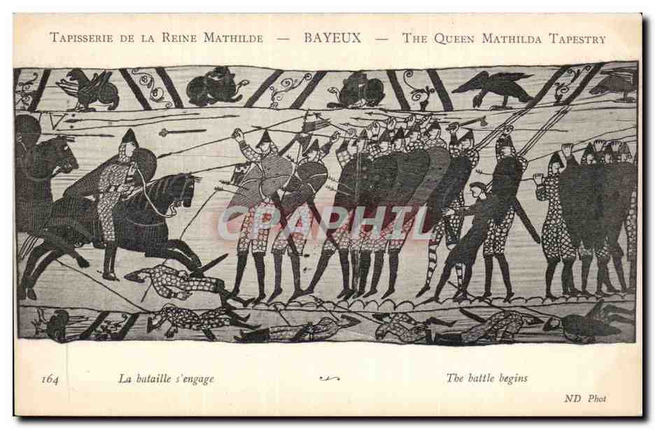 Tapisserie de la Reine Mathilde — Bayeux — scène 164 : La bataille s'engage — ND Phot