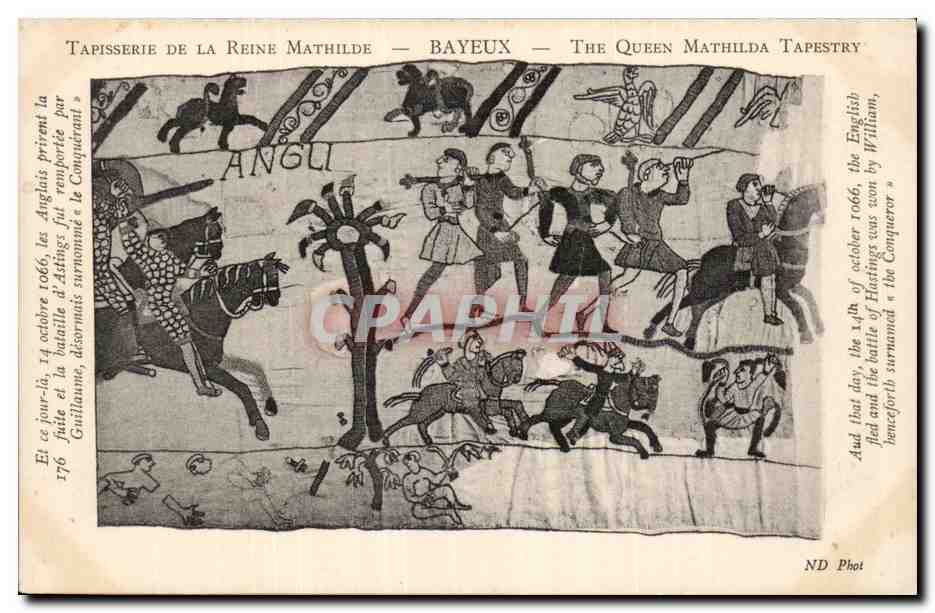 CPA Bayeux Tapisserie de la Reine Mathilde 14 octobre 1066 les Anglais prirent la fuite