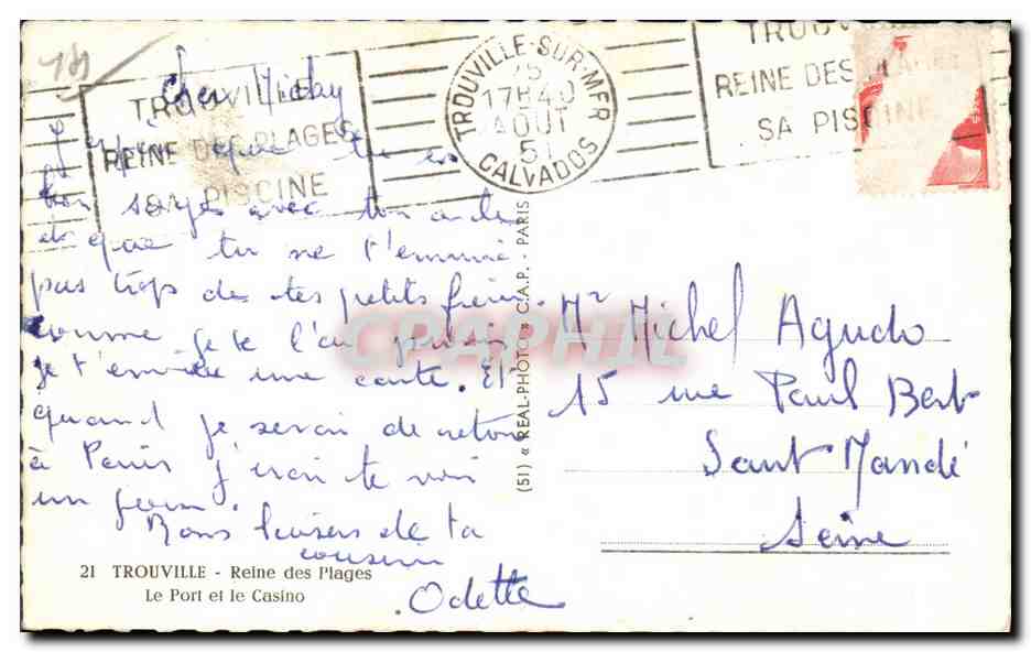 CPSM Trouville Reine des plages Le port et le casino — Rückseite