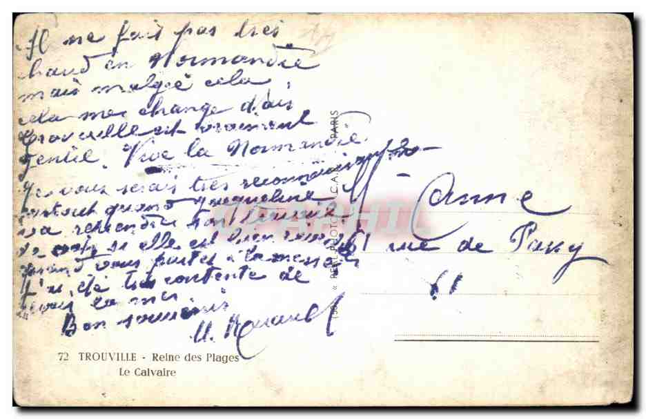 CPSM Trouville Reine des plages Le calvaire — Verso