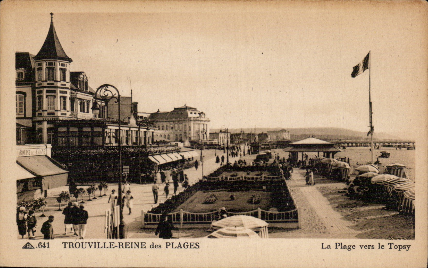 Trouville-Reine des Plages — La Plage vers le Topsy — éditeur Arouine & Fils n°641