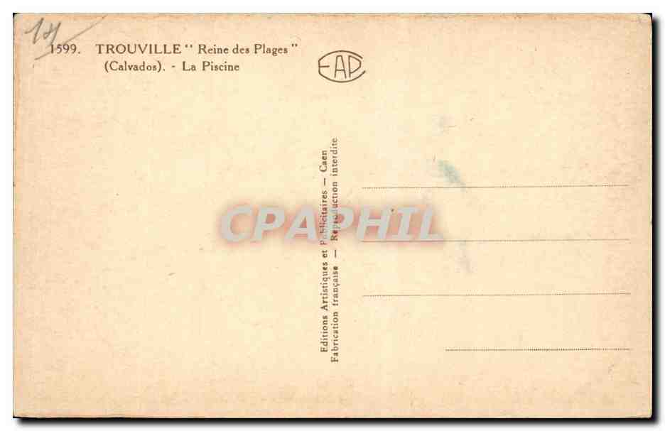 CPA Trouville Reine des plages La piscine — Verso