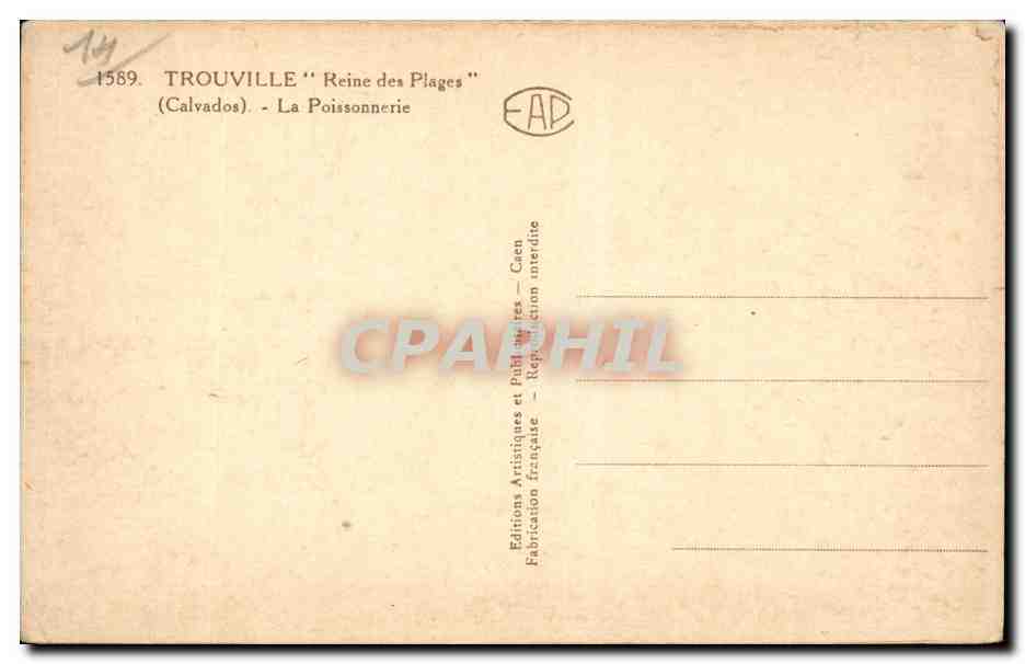 Trouville - La Poissonnerie — Éditions Artistiques et Publiques — Caen — Verso