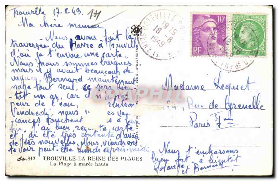 TROUVILLE — La Plage à marée haute — éditeur AA.812 — Reverso