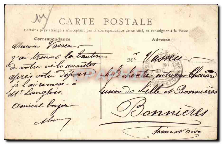 CPA Trouville Hotel de ville — Verso