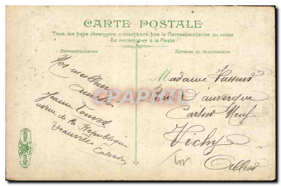 Une Pensée de Trouville — carte postale illustrée en forme de pensée violette — éditée par Aqua Photo, n° 3139 — Rückseite