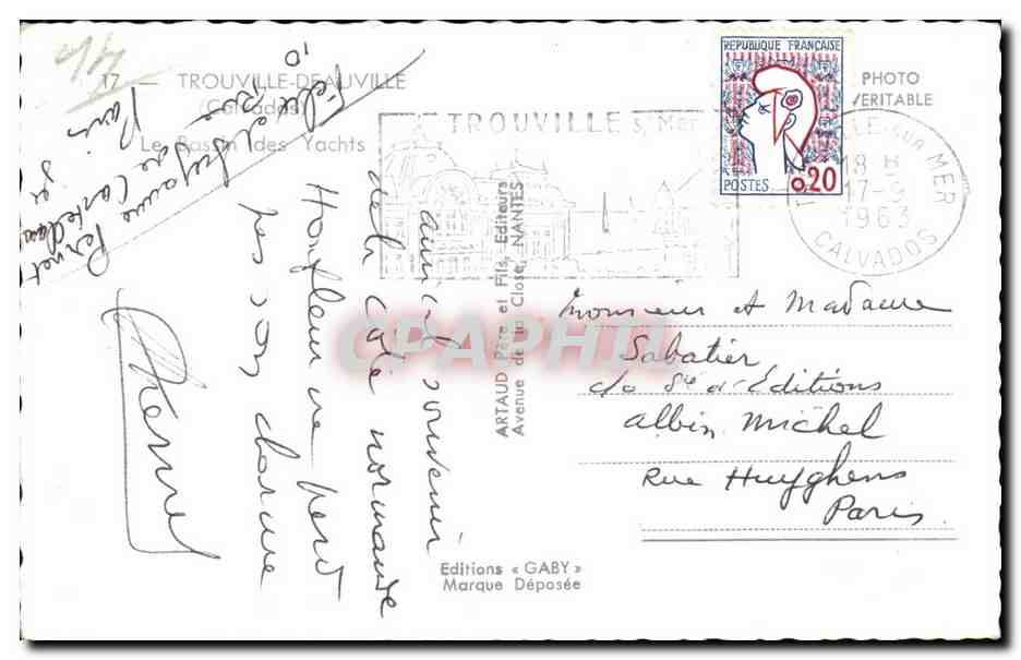 CPSM Trouville Deauville Le bassin des yachts — Verso