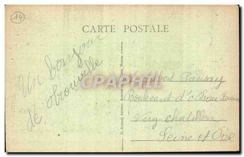 Trouville, "La Reine des Plages" — La Digue et les Villas — G. Arnué, éditeur — Rückseite