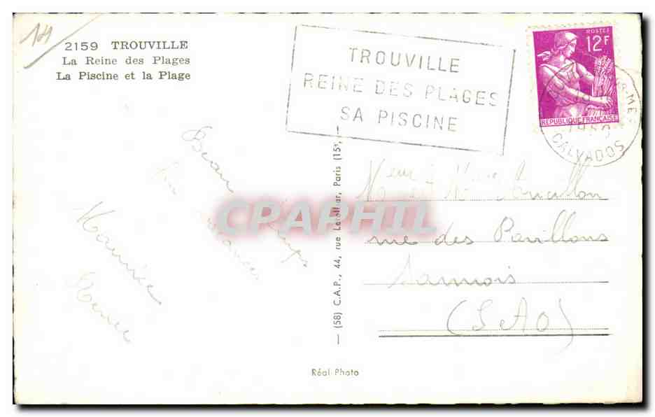 CPSM Trouville La reine des plages La piscine et la plage — Verso