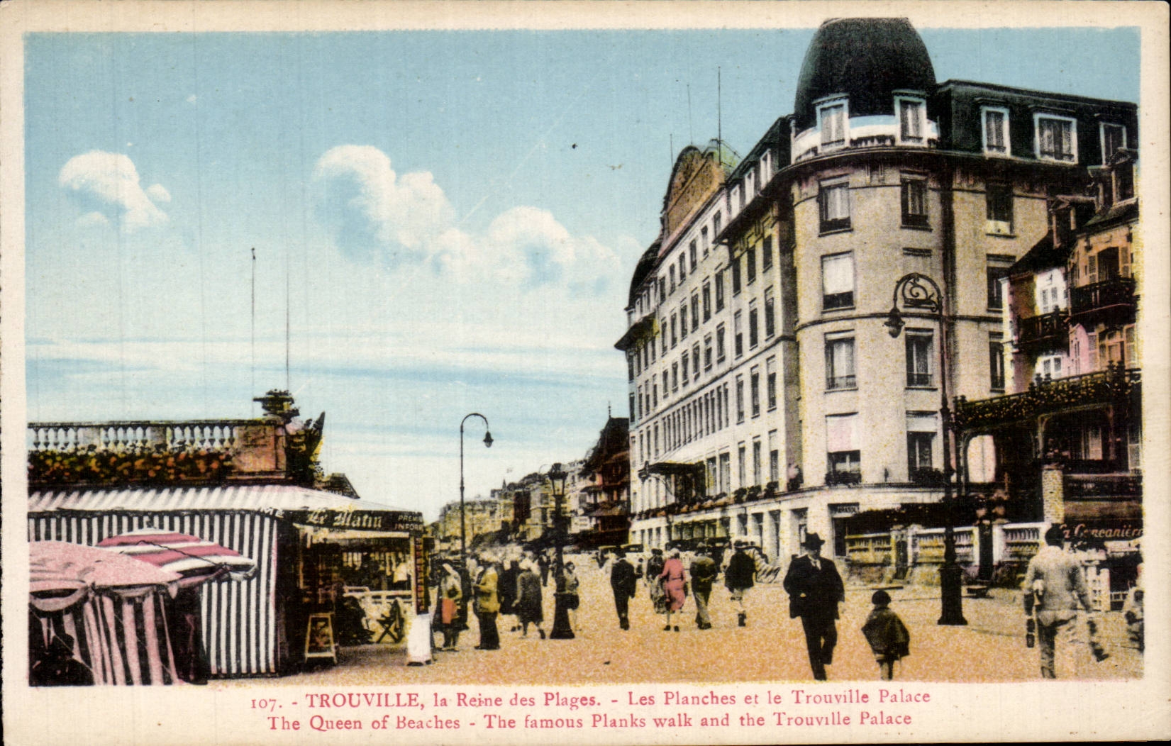 Trouville, la Reine des Plages — Les Planches et le Trouville Palace — Éditeur La Cigogne, n°107