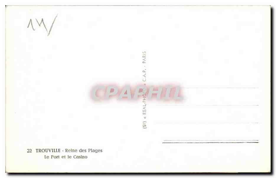 CPA Trouville Le port et le casino — Rückseite