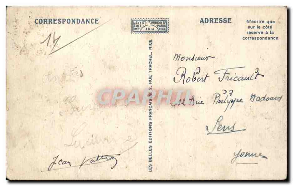 Trouville — Les Nouveaux Jardins vers le Topsy — Éditeur : Levé et Turdein, N° 748 — Verso