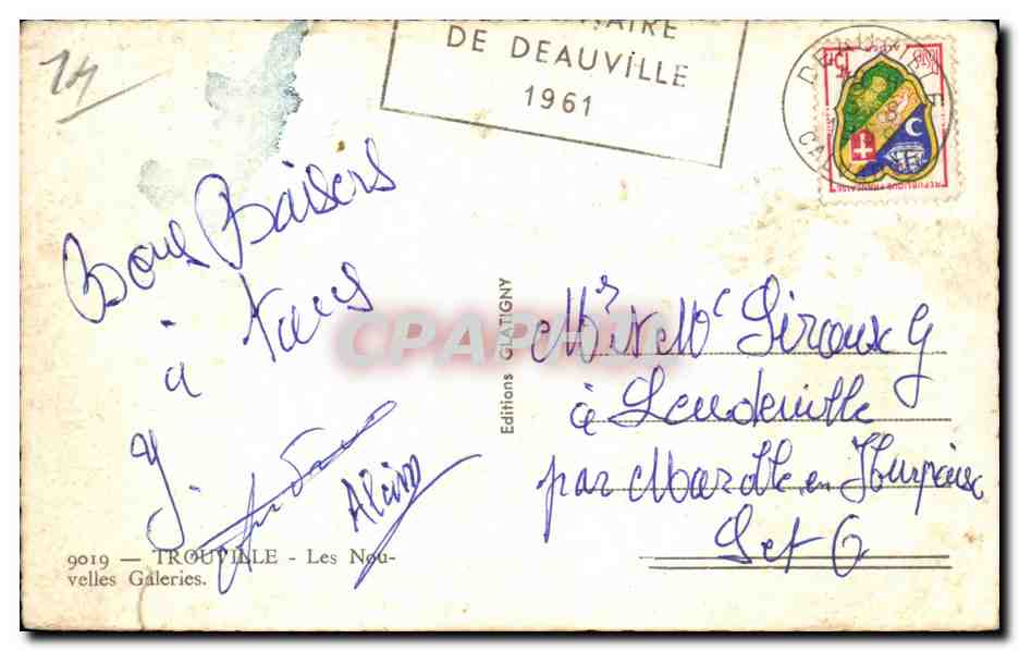 Place centrale de Trouville — vue de la rue principale avec bâtiments à colombages — Éditions Glatigny — Rückseite