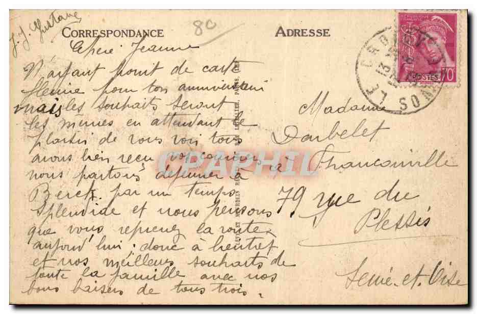 CPA Le Crotoy La plage a maree haute — Rückseite