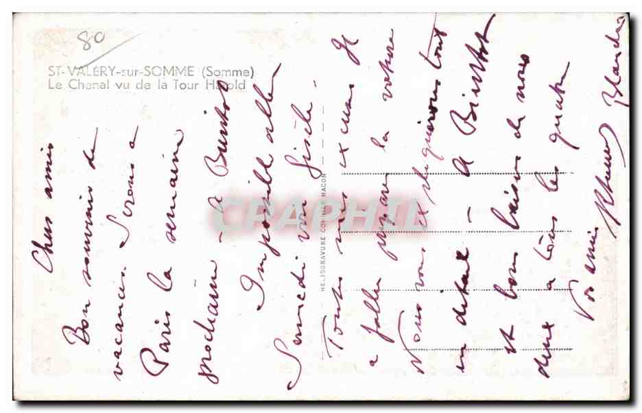 CPA St Valery sur Somme Le chenal vu de la tour — Back