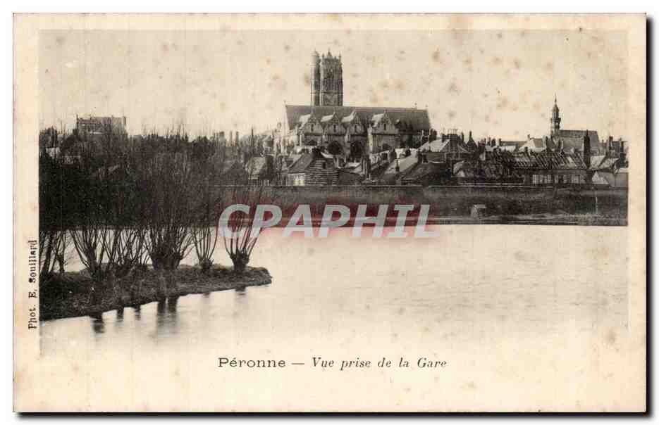 CPA Peronne Vue prise de la gare