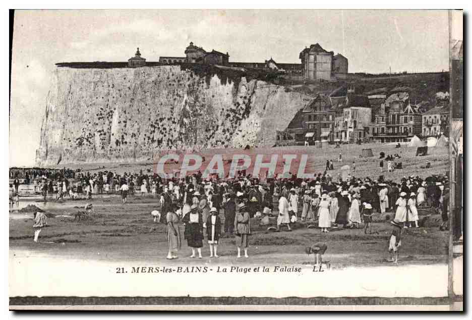 CPA Mers les Bains La plage et la falaise