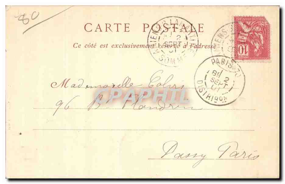 CPA Amiens La rue des majots et l'eglise Saint Leu — Rückseite