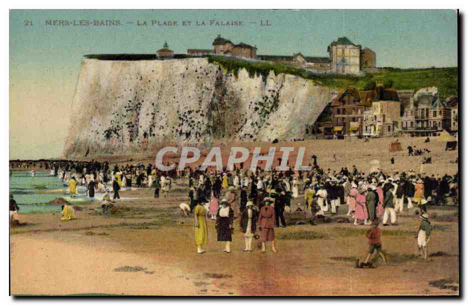 CPA Mers les Bains La plage et la falaise