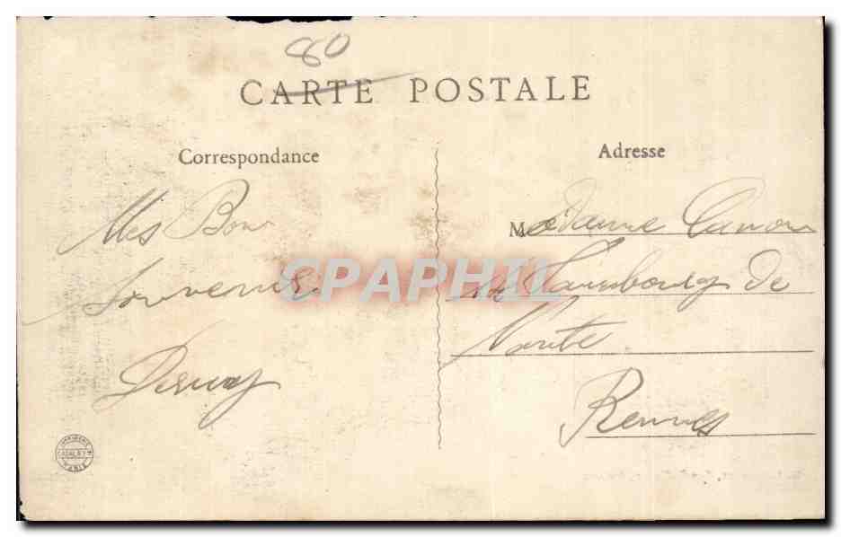 Franvillers (Somme) — La Mairie et la route de Baizieux — G. Lelong, 57 Rue St-Martin, Amiens — Verso