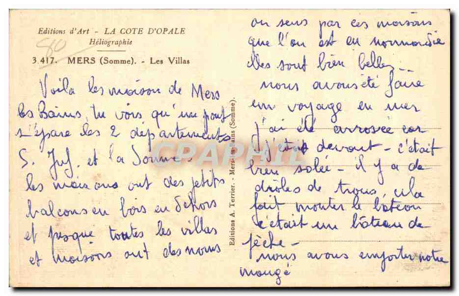 CPA Mers les Bains Les villas — Rückseite