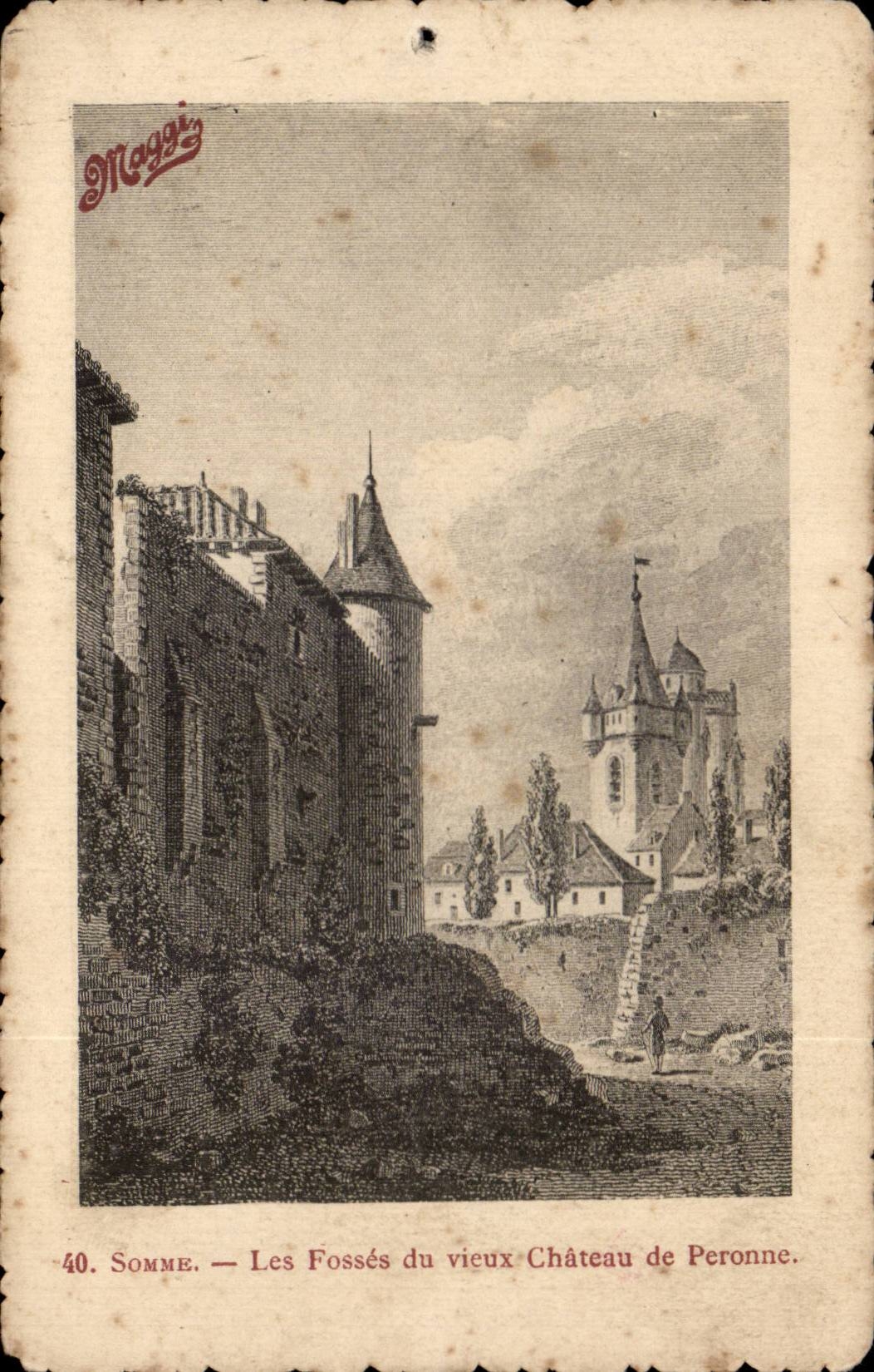 CPA Les fosses du vieux chateau de Peronne