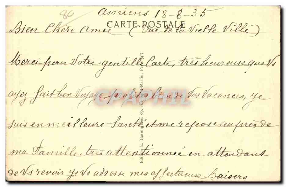 CPA Amiens La rue des tanneurs — Back