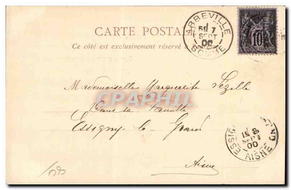 CPA Abbeville La place de l'amiral Courbet — Rückseite