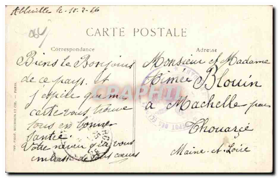 CPA Abbeville Monument de l'amiral Courbet — Rückseite