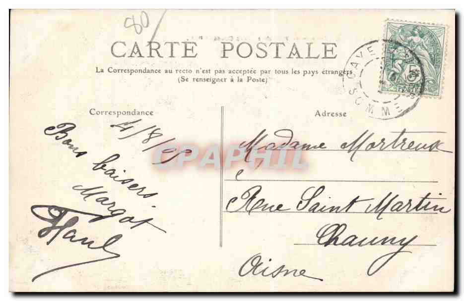 CPA Cayeux sur mer Chemin des planches — Rückseite